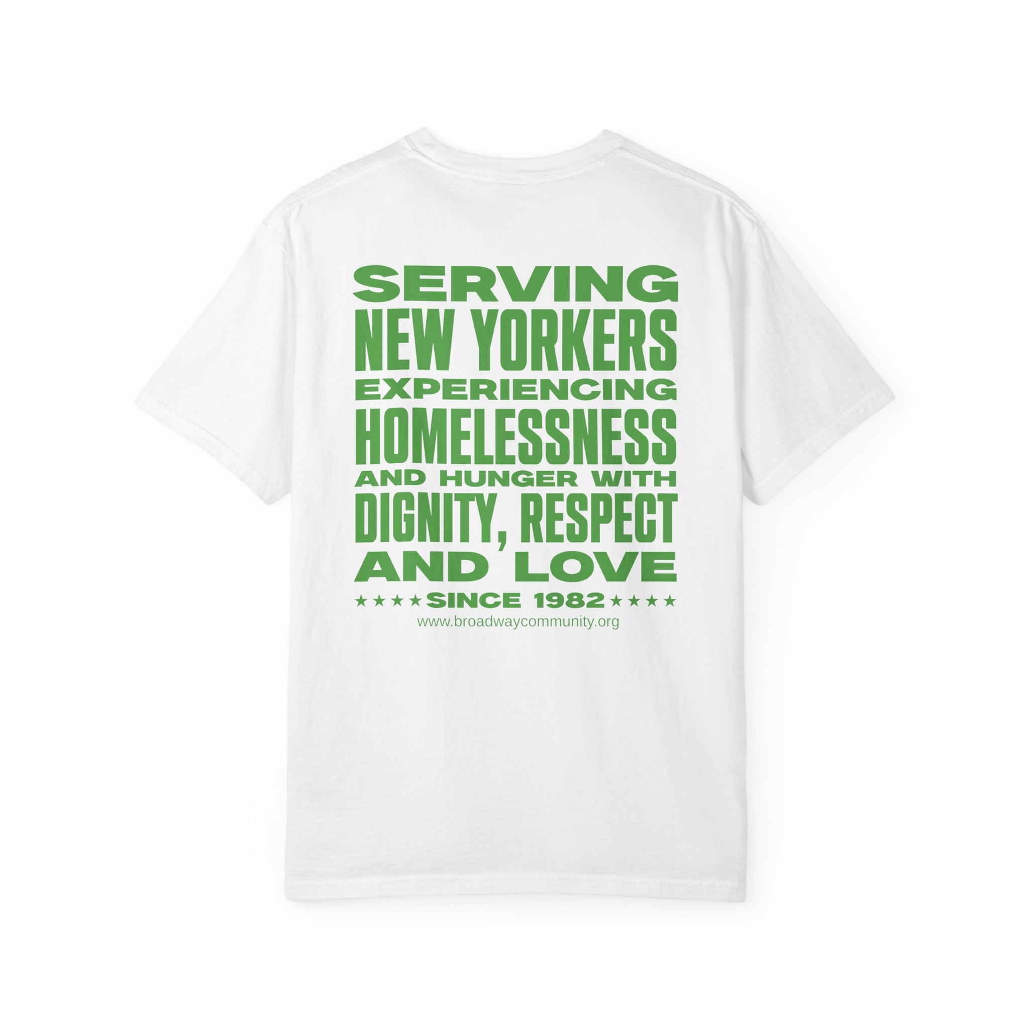 Serving New Yorkers White T-Shirt – Broadway Community Collection